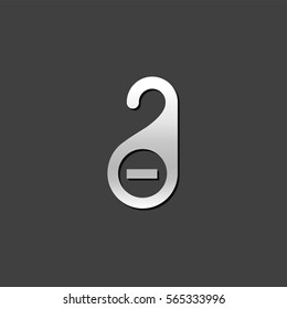 Door handle label icon in metallic grey color style. Hotel room service
