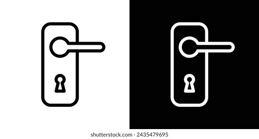 Door Handle Line Icon on White Background for web.