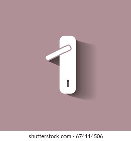 Door handle with lock icon with shadow design