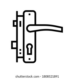 controlador de puerta y vector de icono de línea de bloqueo. mango de puerta y señal de cerradura. símbolo de contorno aislado ilustración negra