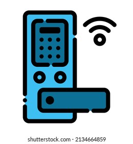 door handle lock security internet of things iot smarthome icon
