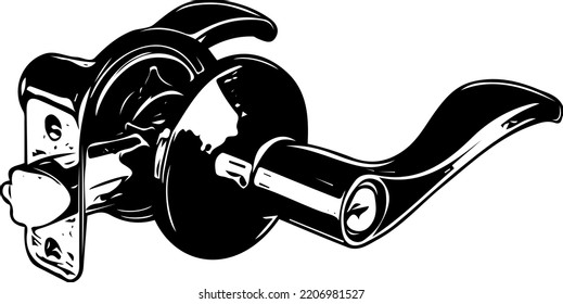 Silueta de bloqueo de la manecilla de la puerta, ilustración vectorial del contorno de la manecilla de la puerta, dibujo del esbozo de la manecilla de la puerta