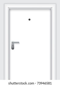 Door with handle, lock and viewer