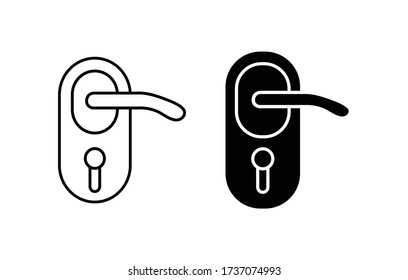 Door handle outline and filled vector icon sign symbol.