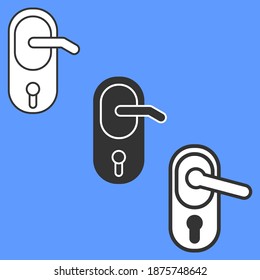 Door handle outline and filled vector icon sign symbol