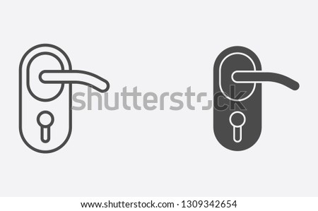 Door handle outline and filled vector icon sign symbol