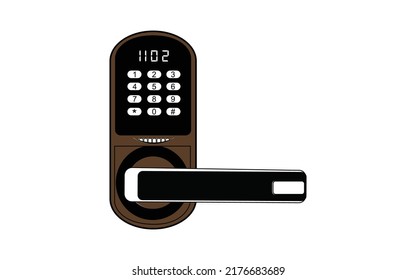 Door handle realistic knob and lock with pin code vector image