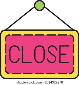 Door Handle Sign Board Vector color Icon Design, Retail Shop Equipment Symbol, Supermarket fixtures Sign, Grocery Store Supplies Stock illustration, Hangging Close Signage Concept,