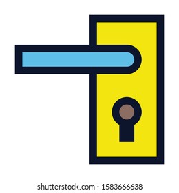 Door Handle. Simple Vector Color Icon.