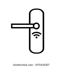 Door handle with smart lock. wi-fi door opening. Vector illustration