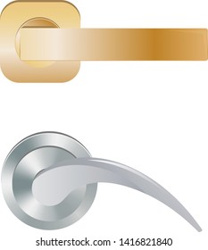 Door handle vector doorknob to lock doors at home and metal door-handle in house interior illustration set of entrance door-knob design isolated on white background