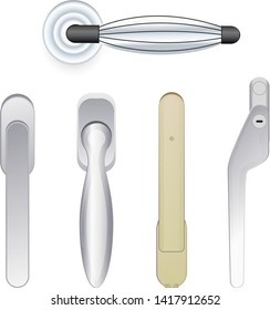 Door handle vector doorknob to lock doors at home and metal door-handle in house interior illustration set of entrance door-knob design isolated on white background