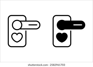 Door handle vector icon set. Door Knob symbol. Door opening and closing signs, isolated on white background for graphic and web design.