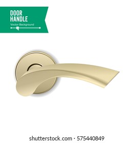 Door Handle Vector. Realistic Classic Element Isolated On White Background. Metal Gold Door Handle Lock. Stock Illustration