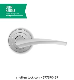 Door Handle Vector. Realistic Classic Element Isolated On White Background. Metal Door Handle Lock. Stock Illustration.