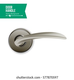Door Handle Vector. Realistic Classic Element Isolated On White Background. Metal Door Handle Lock. Stock Illustration.