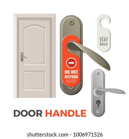 Door handles with do not disturb sign and entrance