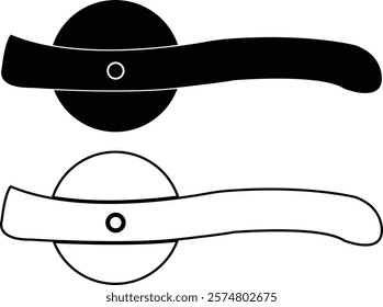 Door handles icon set. Locks handles on the door in the house, hotel. Black flat and line vector collection isolated on transparent background. Metal items interior symbols doorknob realistic.