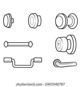 Door handles in outline and vector format.