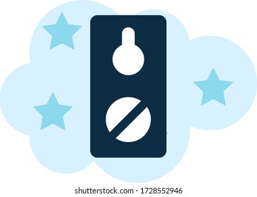 Etiquetas de colgador de puerta Vector Diseño de icono plano, Manejo de servicio de hotel doméstico sobre fondo de chapa de burbuja