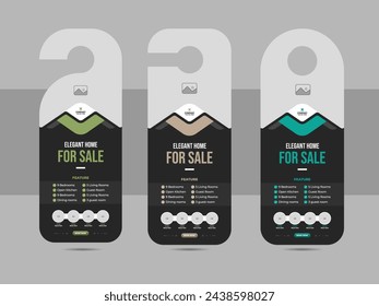 Door hanger design, real estate home selling door hanger or Real Estate Door hanger clean and modern flyer design template, Flyer concept, colors scheme, template Vector