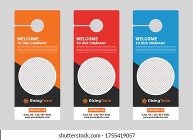 Door hanger design template, hotel knob design. Vector door hanger.