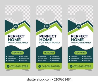 Door hanger design template, hotel knob design. Vector door hanger.