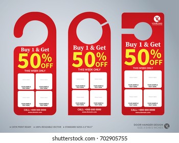 Door hanger design template, hotel knob design. Vector door hanger.