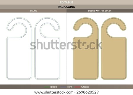 Door hanger dieline structured with vector setup refining printing tone packaging fold die line balance defines uniform hanging tag suitable for commercial door signage