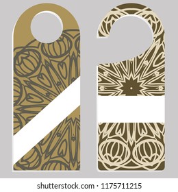 Door hanger flyer with floral mandala pattern for room in hotel, resort, home isolated on white background. Vector illustration