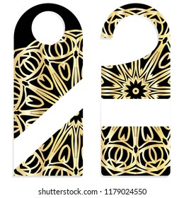 Door hanger flyer with floral mandala pattern for room in hotel, resort, home isolated on white background. Vector illustration.
