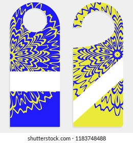 Door hanger flyer with floral mandala pattern for room in hotel, resort, home isolated on white background. Vector illustration