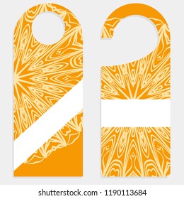 Door hanger flyer with floral mandala pattern for room in hotel, resort, home isolated on white background