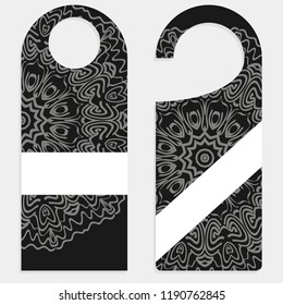 Door hanger flyer with floral mandala pattern for room in hotel, resort, home isolated on white background