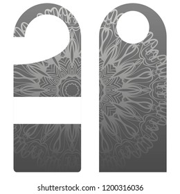 Door hanger flyer with floral mandala pattern for room in hotel, resort, home isolated on white background. Vector illustration