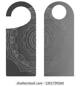 Door hanger flyer with floral mandala pattern for room in hotel, resort, home isolated on white background. Vector illustration