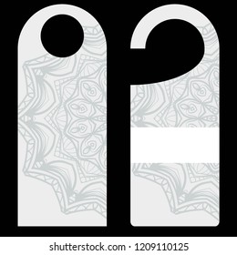 Door hanger flyer with floral mandala pattern for room in hotel, resort, home isolated on white background. Vector illustration