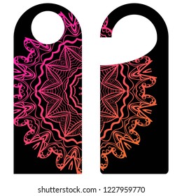 Door hanger flyer with floral mandala pattern for room in hotel, resort, home isolated on white background. Vector illustration