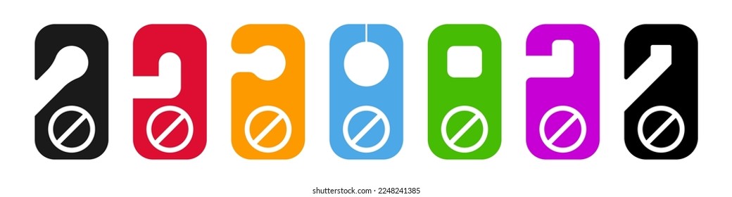 Door hanger for hotel. Don't disturb sign. Label template. Hotel room paper hanger vector set.