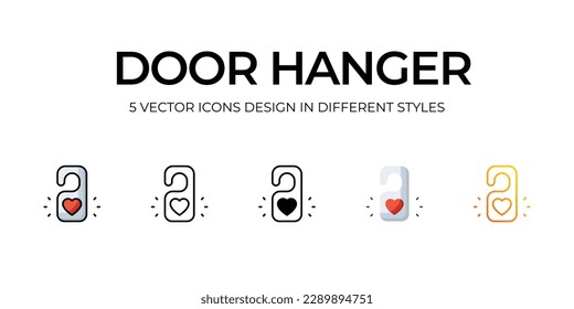 Diseño del icono de la colgante de la puerta en estilo de cinco con pulsación editable. Línea, Sólido, Línea plana, Color de tono Duo y Línea de degradado de color. Adecuado para diseño de páginas Web, aplicaciones móviles, UI, UX y GUI.