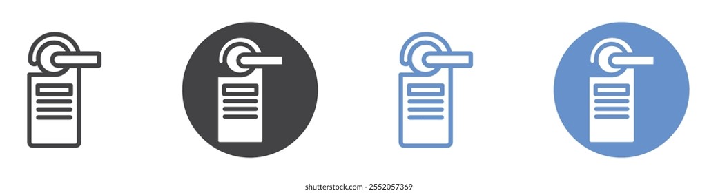 Door hanger icon flat line symbol set.