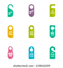 Door hanger icon set. Flat set of 9 door hanger vector icons for web design
