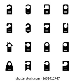 door hanger icon set. simple hotel door hanger solid icon sign concept. vector illustration. 