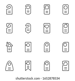door hanger icon set. simple hotel door hanger outline icon sign concept. vector illustration. 