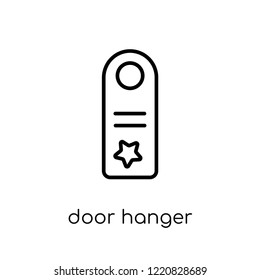 door hanger icon. Trendy modern flat linear vector door hanger icon on white background from thin line Hotel collection, outline vector illustration