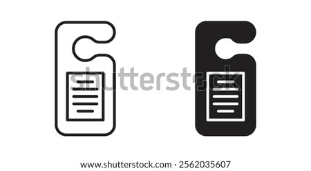 Door hanger icons in flat and line style set.