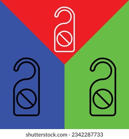 Door hanger sign Vector icon, Outline style, isolated on Red, Blue and Green Background.