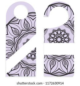 Door hanger with special mandala design. Vector illustration. For hotel, sale.