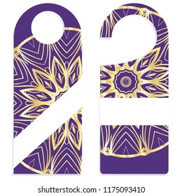 Door hanger with special mandala design. Vector illustration. For hotel, sale.