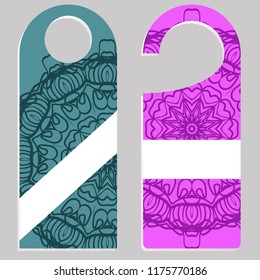 Door hanger with special mandala design. Vector illustration. For hotel, sale.